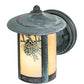 Meyda Lighting Fulton 6" Verdigris Winter Pine Solid Mount Wall Sconce With Beige Iridescent Shade Glass