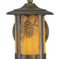 Meyda Lighting Fulton 7" Antique Brass Winter Pine Solid Mount Wall Sconce With Beige Iridescent Shade Glass
