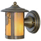 Meyda Lighting Fulton 7" Antique Brass Winter Pine Solid Mount Wall Sconce With Beige Iridescent Shade Glass