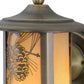 Meyda Lighting Fulton 7" Antique Brass Winter Pine Solid Mount Wall Sconce With Beige Iridescent Shade Glass