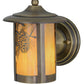 Meyda Lighting Fulton 7" Antique Brass Winter Pine Solid Mount Wall Sconce With Beige Iridescent Shade Glass