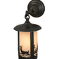 Meyda Lighting Fulton 7" Craftsman Brown Deer Creek Hanging Wall Sconce With White Art Shade Glass