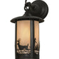Meyda Lighting Fulton 7" Craftsman Brown Deer Creek Hanging Wall Sconce With White Art Shade Glass