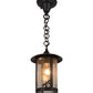 Meyda Lighting Fulton 8" 1-Light Craftsman Brown Dragonfly Pendant Light With Clear Seeded Shade Glass