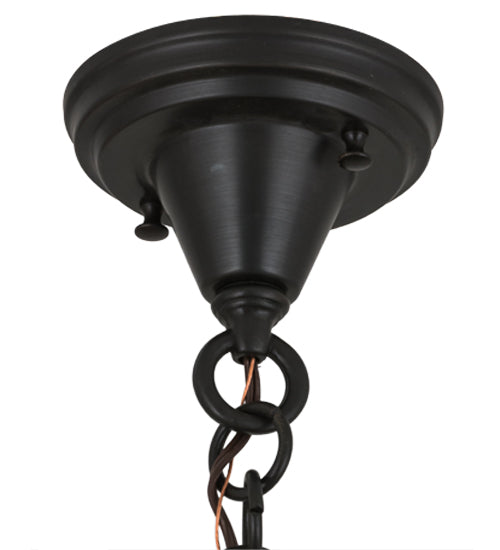 Meyda Lighting Fulton 8" 1-Light Craftsman Brown Dragonfly Pendant Light With Clear Seeded Shade Glass
