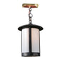 Meyda Lighting Fulton 8" 2-Light Craftsman Brown Pendant Light With White Shade Glass