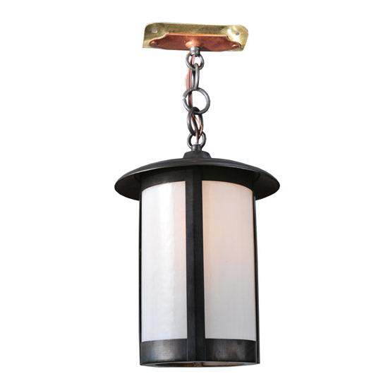 Meyda Lighting Fulton 8" 2-Light Craftsman Brown Pendant Light With White Shade Glass