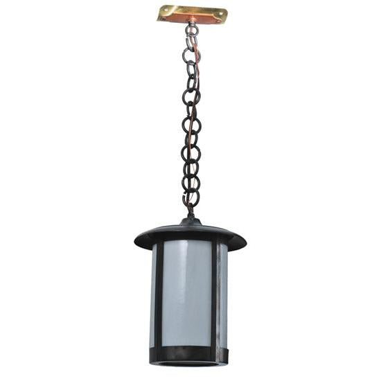 Meyda Lighting Fulton 8" 2-Light Craftsman Brown Pendant Light With White Shade Glass