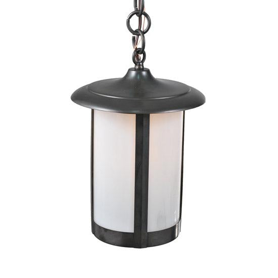 Meyda Lighting Fulton 8" 2-Light Craftsman Brown Pendant Light With White Shade Glass