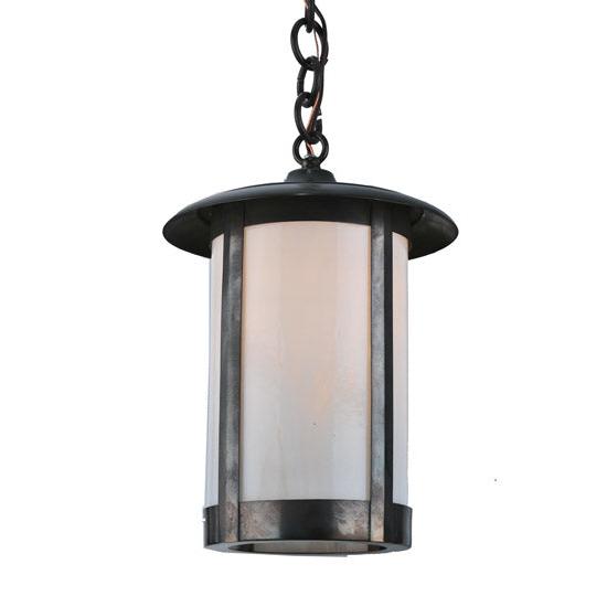 Meyda Lighting Fulton 8" 2-Light Craftsman Brown Pendant Light With White Shade Glass