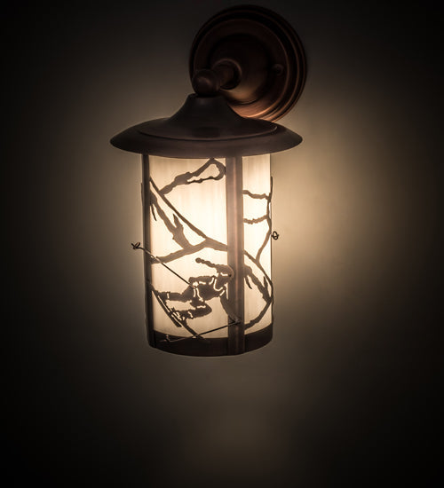 Meyda Lighting Fulton 8" Antique Copper Alpine Solid Mount Wall Sconce With White Shade Glass