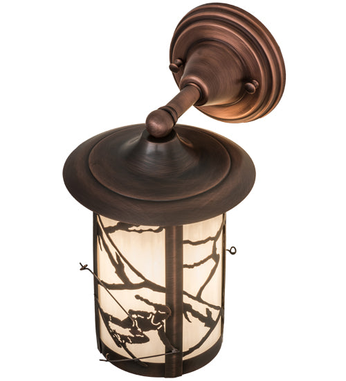 Meyda Lighting Fulton 8" Antique Copper Alpine Solid Mount Wall Sconce With White Shade Glass