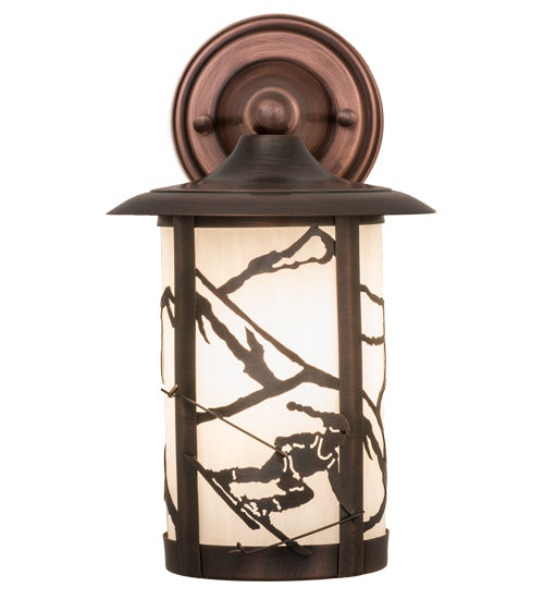 Meyda Lighting Fulton 8" Antique Copper Alpine Solid Mount Wall Sconce With White Shade Glass