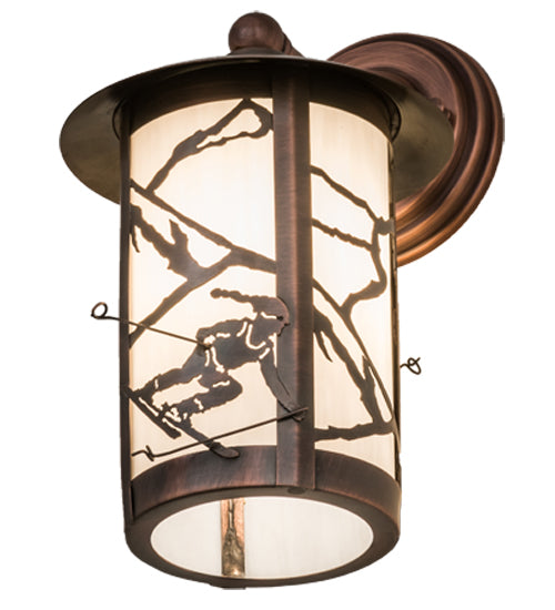 Meyda Lighting Fulton 8" Antique Copper Alpine Solid Mount Wall Sconce With White Shade Glass