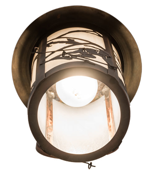 Meyda Lighting Fulton 8" Antique Copper Alpine Solid Mount Wall Sconce With White Shade Glass