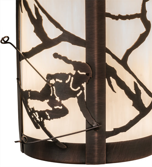 Meyda Lighting Fulton 8" Antique Copper Alpine Solid Mount Wall Sconce With White Shade Glass