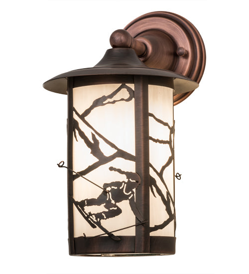 Meyda Lighting Fulton 8" Antique Copper Alpine Solid Mount Wall Sconce With White Shade Glass