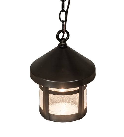 Meyda Lighting Fulton 8" Black On Brass Mini Pendant Light With Clear Seeded Shade Glass