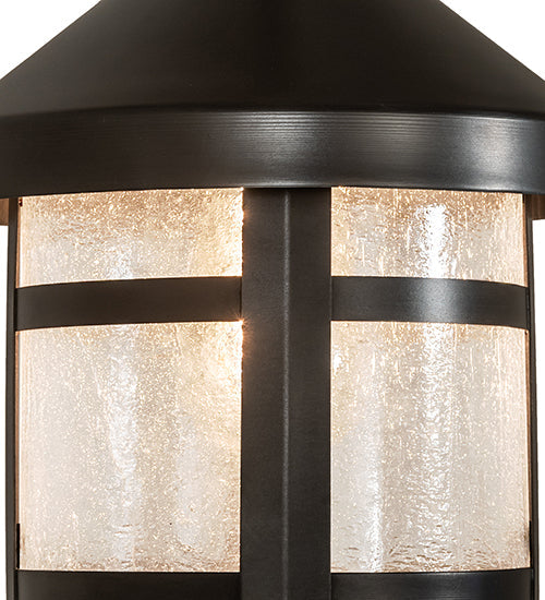 Meyda Lighting Fulton 8" Black On Brass Mini Pendant Light With Clear Seeded Shade Glass