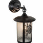 Meyda Lighting Fulton 8" Black Satin Wrought Iron Winter Pine Hanging Wall Sconce With Clear Granite Shade Glass