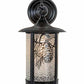 Meyda Lighting Fulton 8" Black Satin Wrought Iron Winter Pine Hanging Wall Sconce With Clear Granite Shade Glass