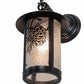 Meyda Lighting Fulton 8" Black Satin Wrought Iron Winter Pine Hanging Wall Sconce With Clear Granite Shade Glass