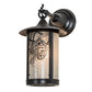 Meyda Lighting Fulton 8" Black Satin Wrought Iron Winter Pine Hanging Wall Sconce With Clear Granite Shade Glass