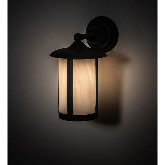 Meyda Lighting Fulton 8" Brown Wall Sconce With White Opal Shade Glass