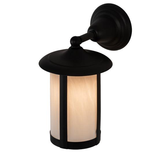 Meyda Lighting Fulton 8" Brown Wall Sconce With White Opal Shade Glass