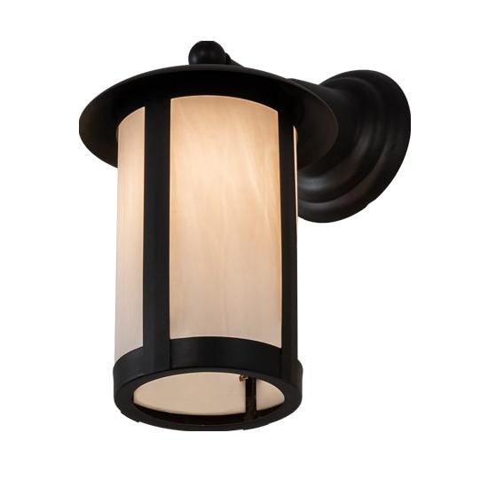 Meyda Lighting Fulton 8" Brown Wall Sconce With White Opal Shade Glass