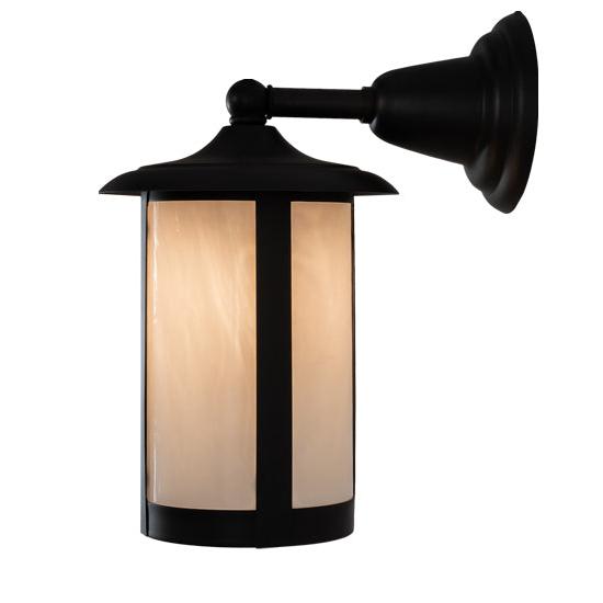 Meyda Lighting Fulton 8" Brown Wall Sconce With White Opal Shade Glass