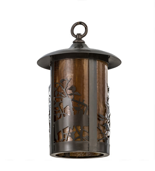 Meyda Lighting Fulton 8" Craftsman Brown Apple Branch Mini Pendant Light With Honey Art Shade Glass