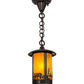 Meyda Lighting Fulton 8" Craftsman Brown Bear Creek Pendant Light With Honey Art Shade Glass