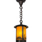 Meyda Lighting Fulton 8" Craftsman Brown Bear Creek Pendant Light With Honey Art Shade Glass