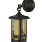 Meyda Lighting Fulton 8" Craftsman Brown Deer Creek Hanging Wall Sconce With Beige Iridescent Shade Glass