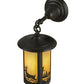 Meyda Lighting Fulton 8" Craftsman Brown Deer Creek Hanging Wall Sconce With Beige Iridescent Shade Glass
