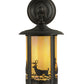 Meyda Lighting Fulton 8" Craftsman Brown Deer Creek Hanging Wall Sconce With Beige Iridescent Shade Glass