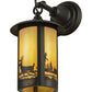 Meyda Lighting Fulton 8" Craftsman Brown Deer Creek Hanging Wall Sconce With Beige Iridescent Shade Glass