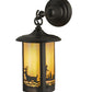 Meyda Lighting Fulton 8" Craftsman Brown Deer Creek Hanging Wall Sconce With Beige Iridescent Shade Glass