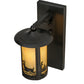 Meyda Lighting Fulton 8" Craftsman Brown Deer Creek Solid Mount Wall Sconce With Beige Iridescent Shade Glass