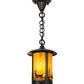 Meyda Lighting Fulton 8" Craftsman Brown Deer at Lake Pendant Light With Honey Art Shade Glass