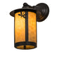 Meyda Lighting Fulton 8" Craftsman Brown Dragonfly Solid Mount Wall Sconce With Beige Shade Glass