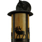 Meyda Lighting Fulton 8" Craftsman Brown Elk Hanging Wall Sconce With Beige Art Shade Glass