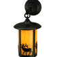Meyda Lighting Fulton 8" Craftsman Brown Elk Hanging Wall Sconce With Beige Art Shade Glass
