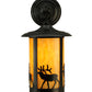 Meyda Lighting Fulton 8" Craftsman Brown Elk Hanging Wall Sconce With Beige Art Shade Glass