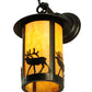 Meyda Lighting Fulton 8" Craftsman Brown Elk Hanging Wall Sconce With Beige Art Shade Glass