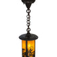 Meyda Lighting Fulton 8" Craftsman Brown Fly Fisherman Pendant Light With Honey Art Shade Glass