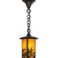 Meyda Lighting Fulton 8" Craftsman Brown Fly Fisherman Pendant Light With Honey Art Shade Glass