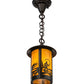 Meyda Lighting Fulton 8" Craftsman Brown Fly Fisherman Pendant Light With Honey Art Shade Glass