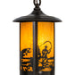 Meyda Lighting Fulton 8" Craftsman Brown Fly Fisherman Pendant Light With Honey Art Shade Glass